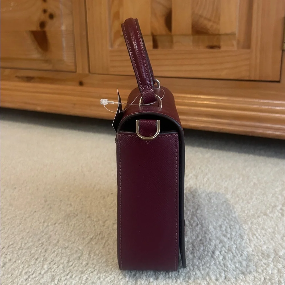 Kate Spade Square CB Soffiano leather bag.  Deep berry color.  NWT - Picture 3 of 12